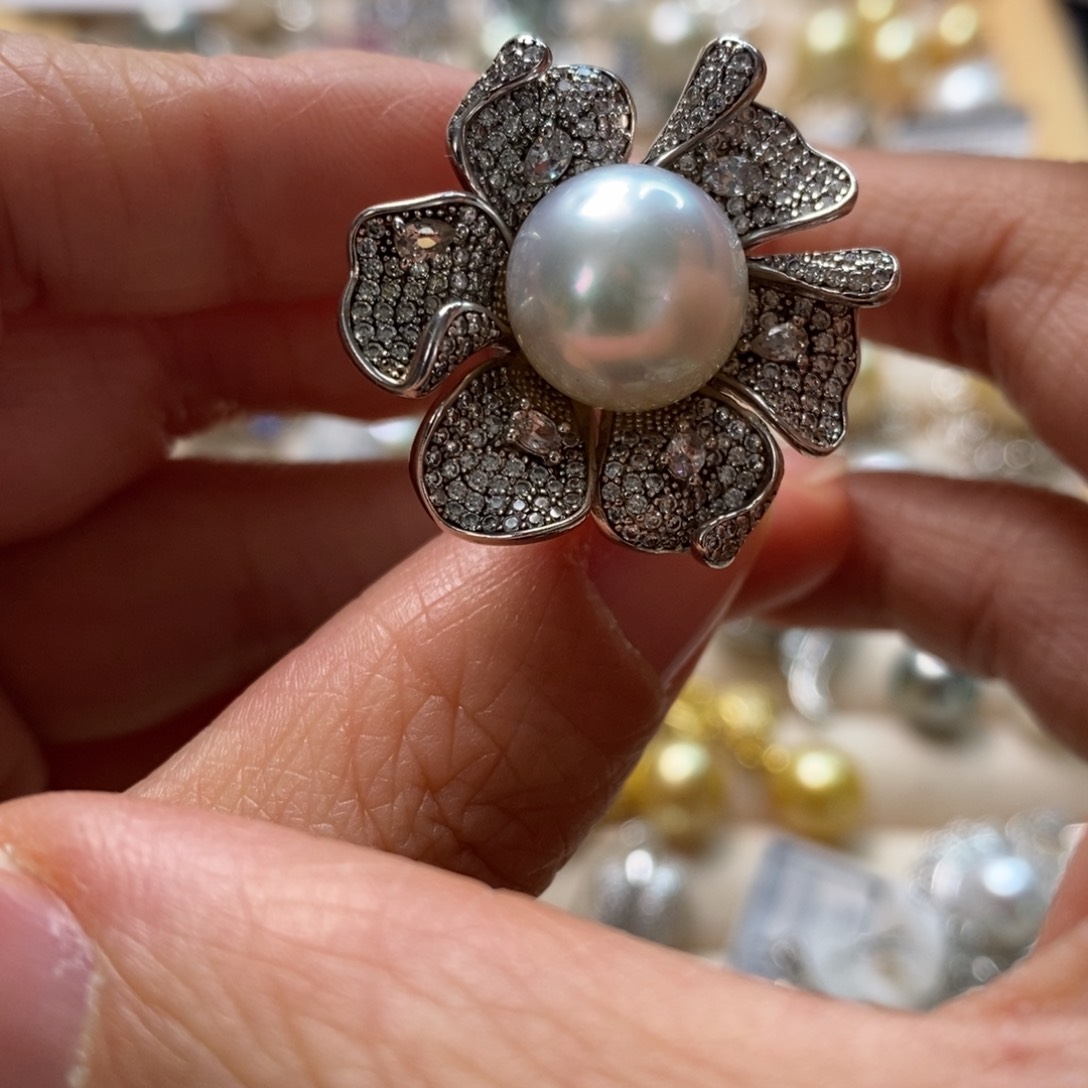 海水珍珠戒指银S925镶嵌