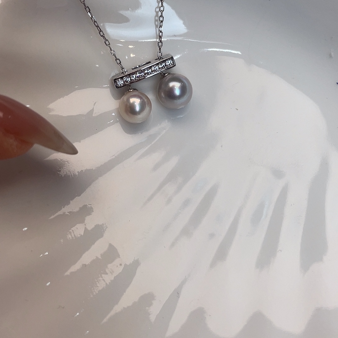 海水珍珠银S925镶嵌颈饰