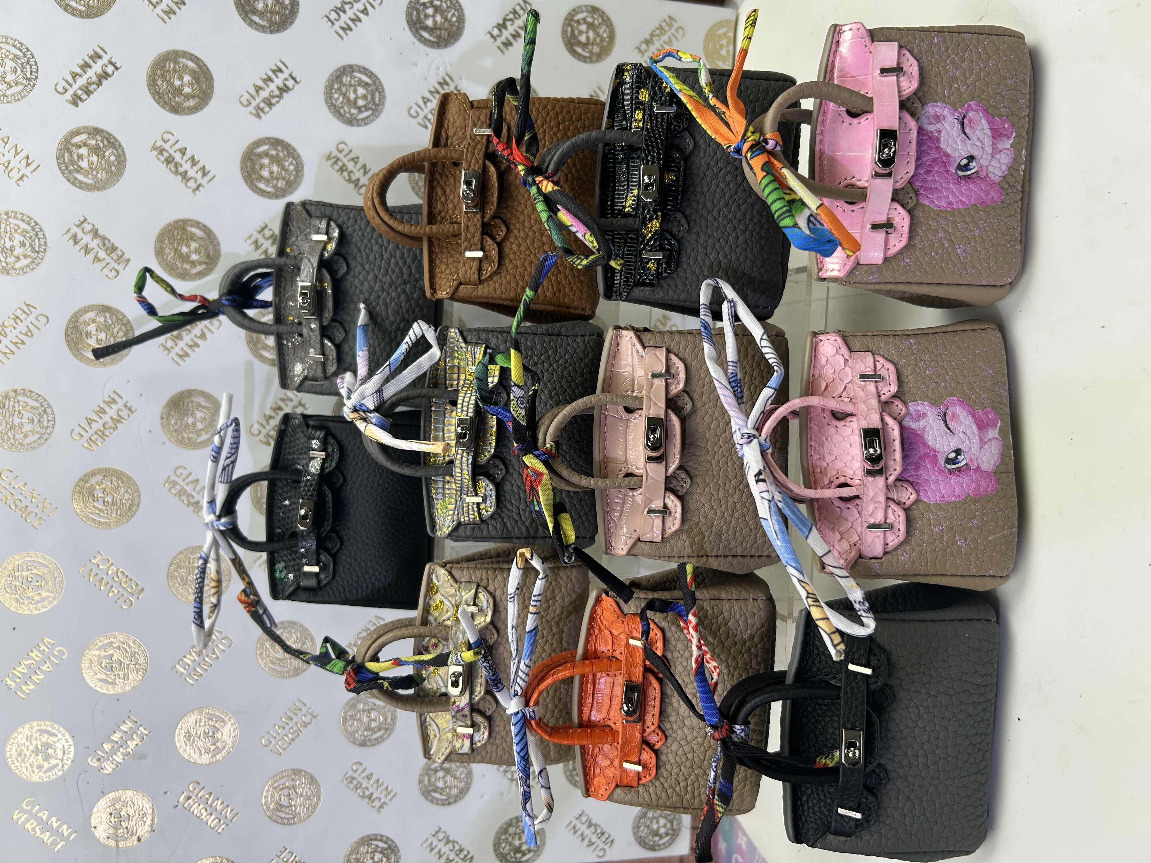 真皮迷你柏金耳机包口红包车载挂件