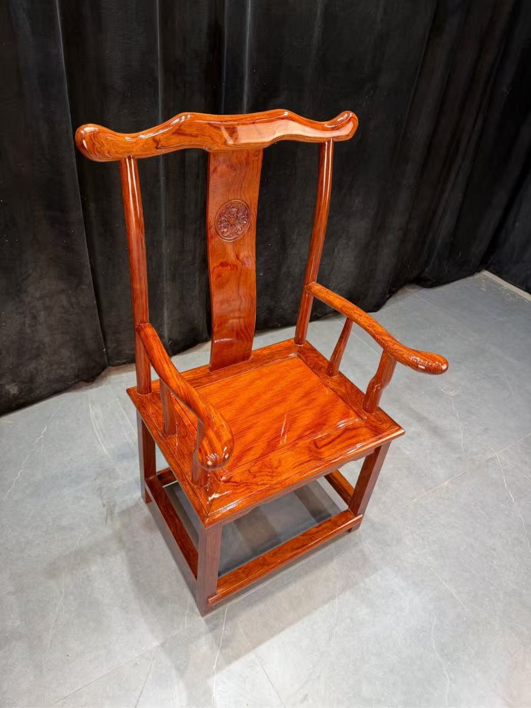 大巴花官帽椅纯大巴花60*49*116*4825061253靠背椅巴花大板新中式