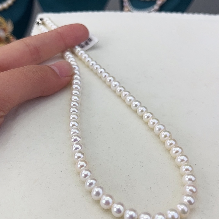 淡水珍珠颈饰银S925镶嵌卡6极光炫彩高品