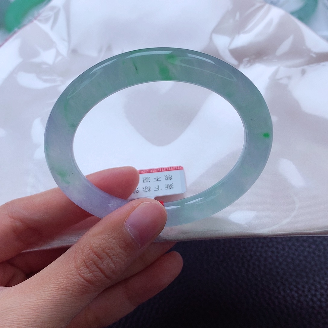 翡翠手镯未镶嵌51.8 金丝绿➕琉璃紫