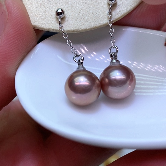 淡水珍珠耳饰银S925镶嵌