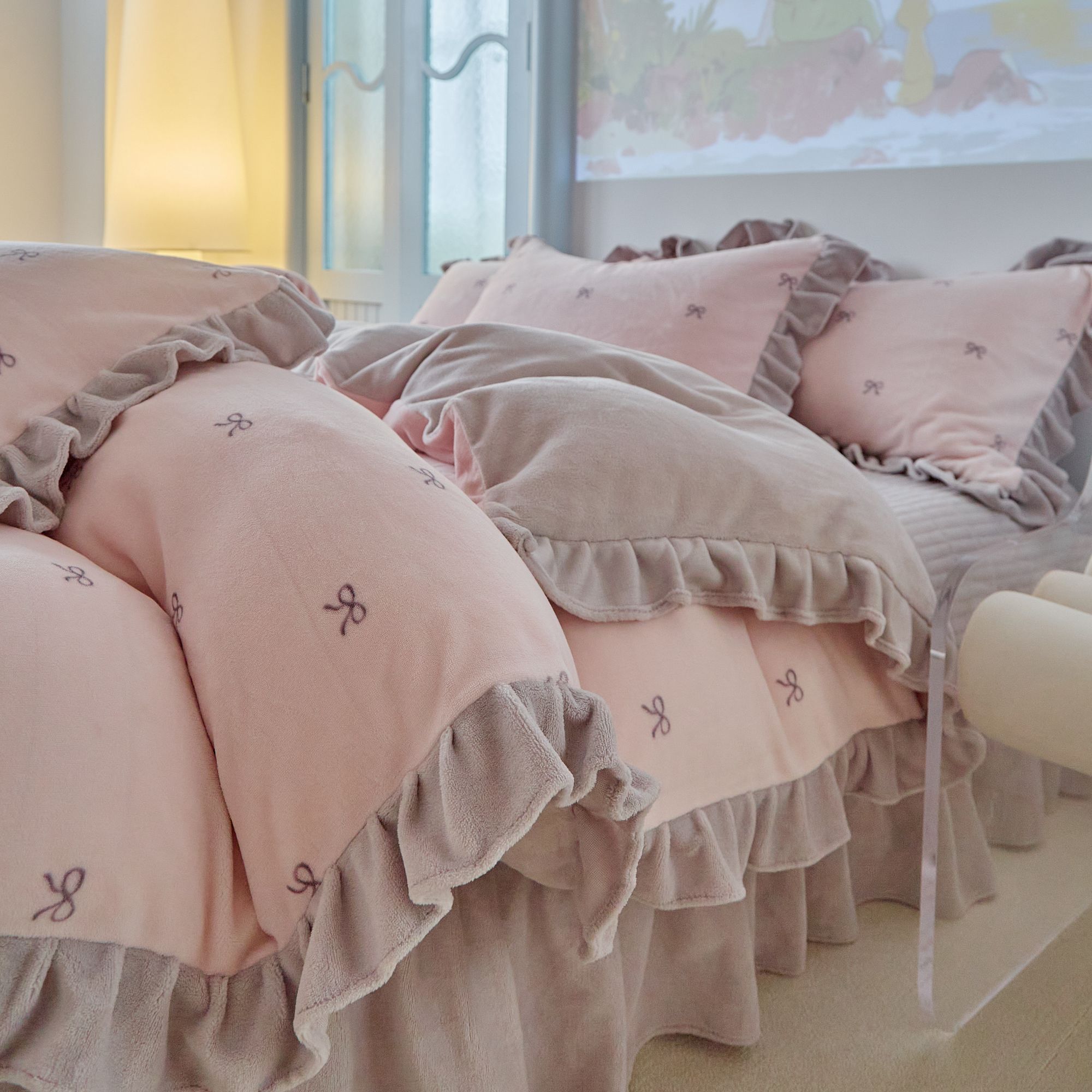 韩版牛奶绒加绒双面绒公主风水晶绒单被套花边被罩加厚保暖被套