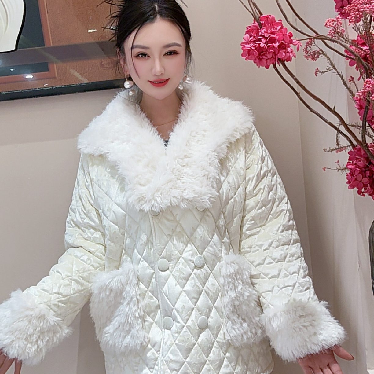 邑夏公主桃觅尔新款250545三层夹棉加厚翻领可外穿睡衣女款爆款