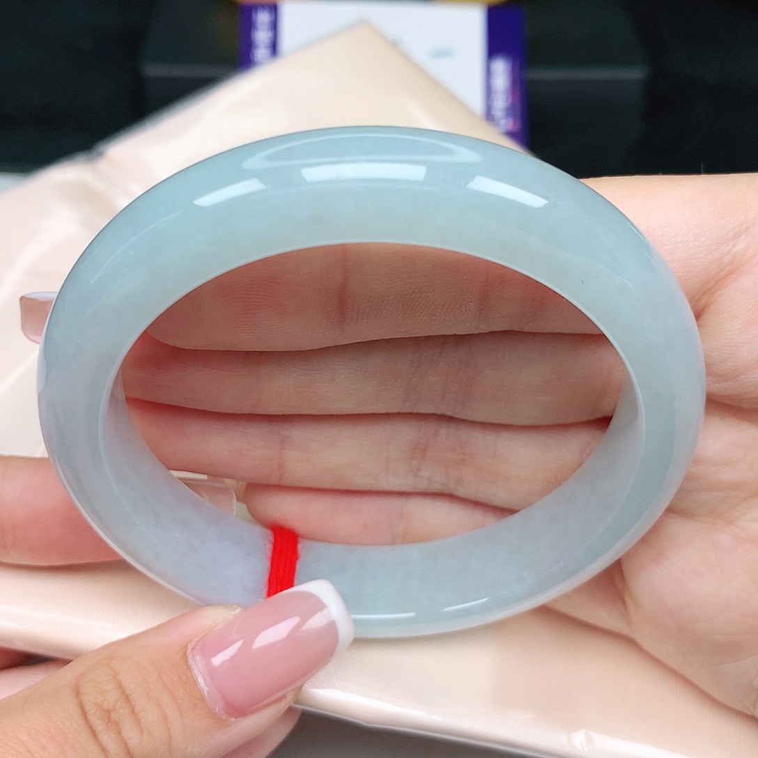 未镶嵌手镯翡翠58圈冰川蓝