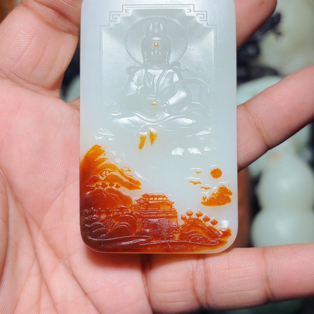 和田玉挂件未镶嵌青*