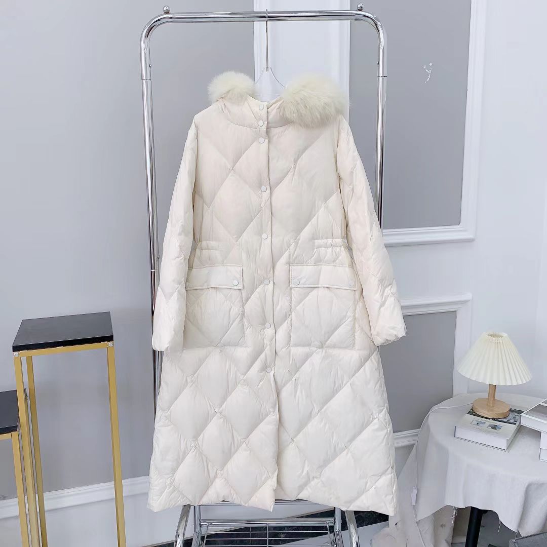 闪闪兒  中长款连帽长袖百搭纯色加厚气质外套5038