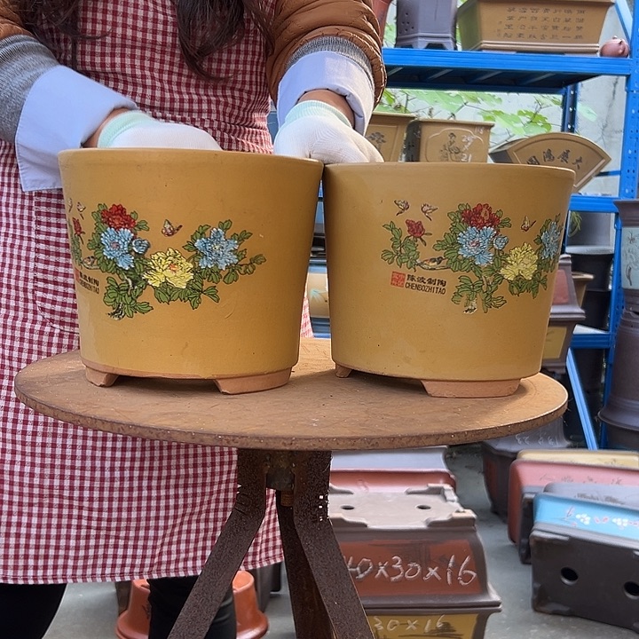 花开富贵中一对花盆，现在