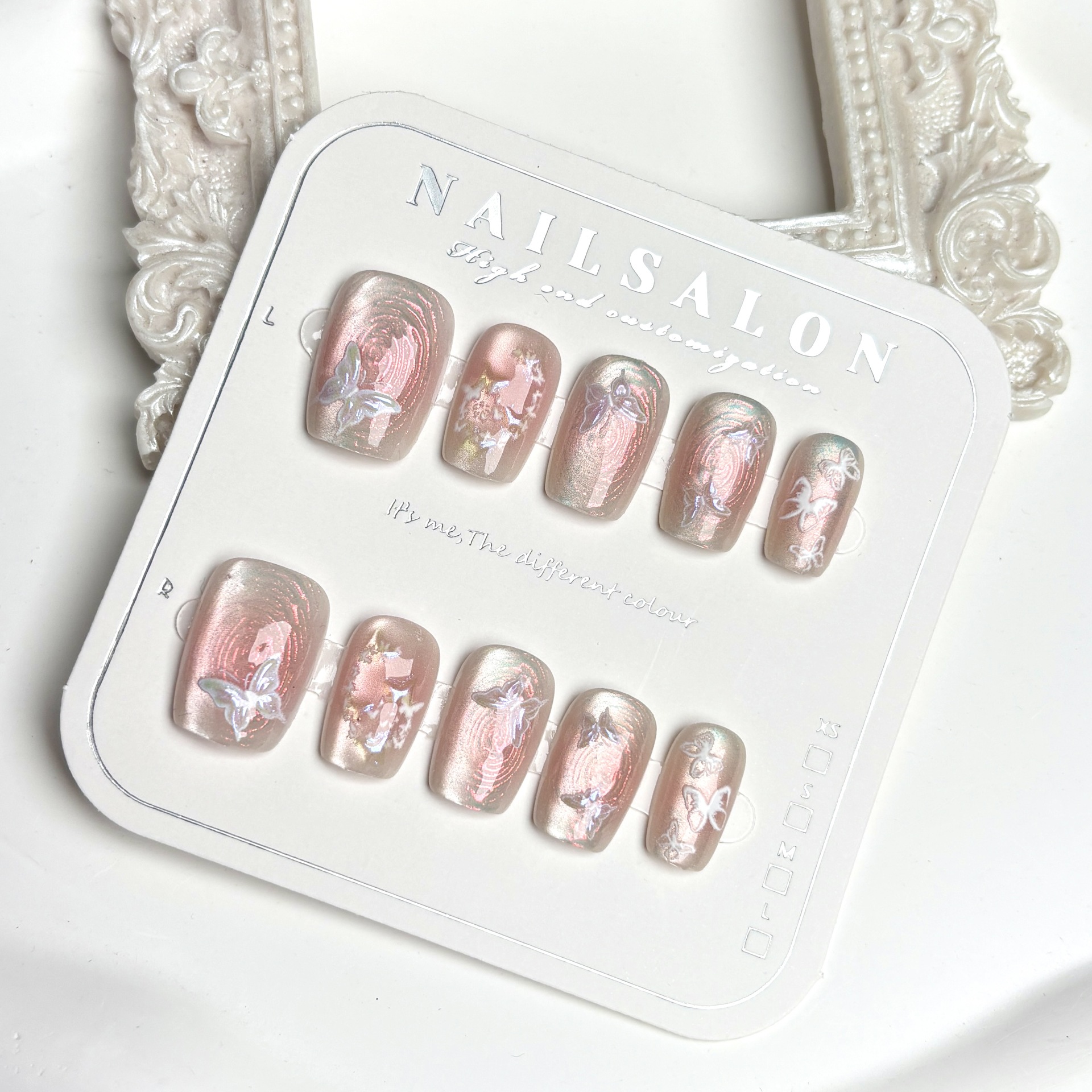 Bunny轻奢穿戴甲【时光絮语】爆闪蝴蝶结法式2026第一名爆闪美甲