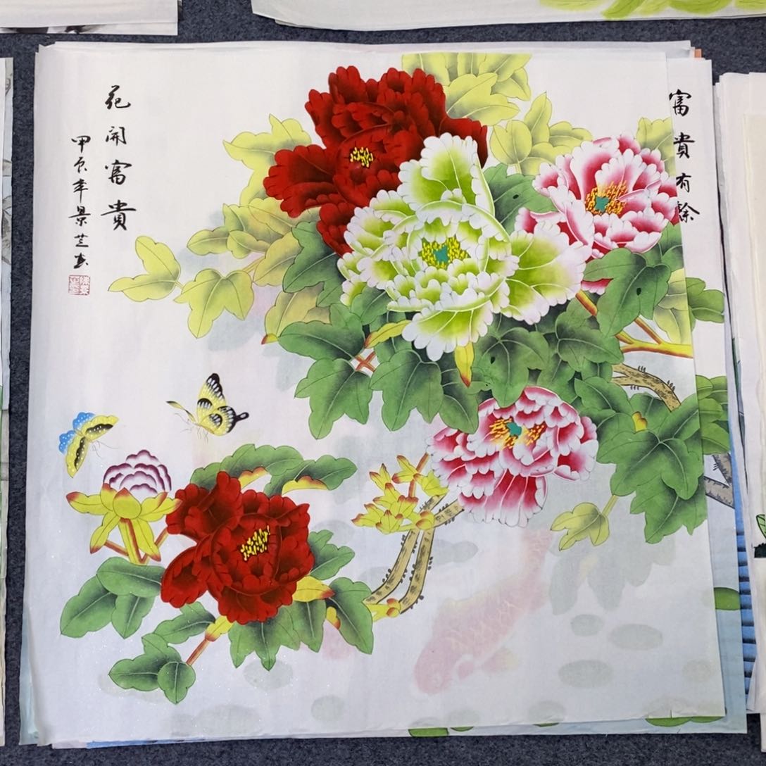 国画尺寸68✖️68手绘斗方画画画