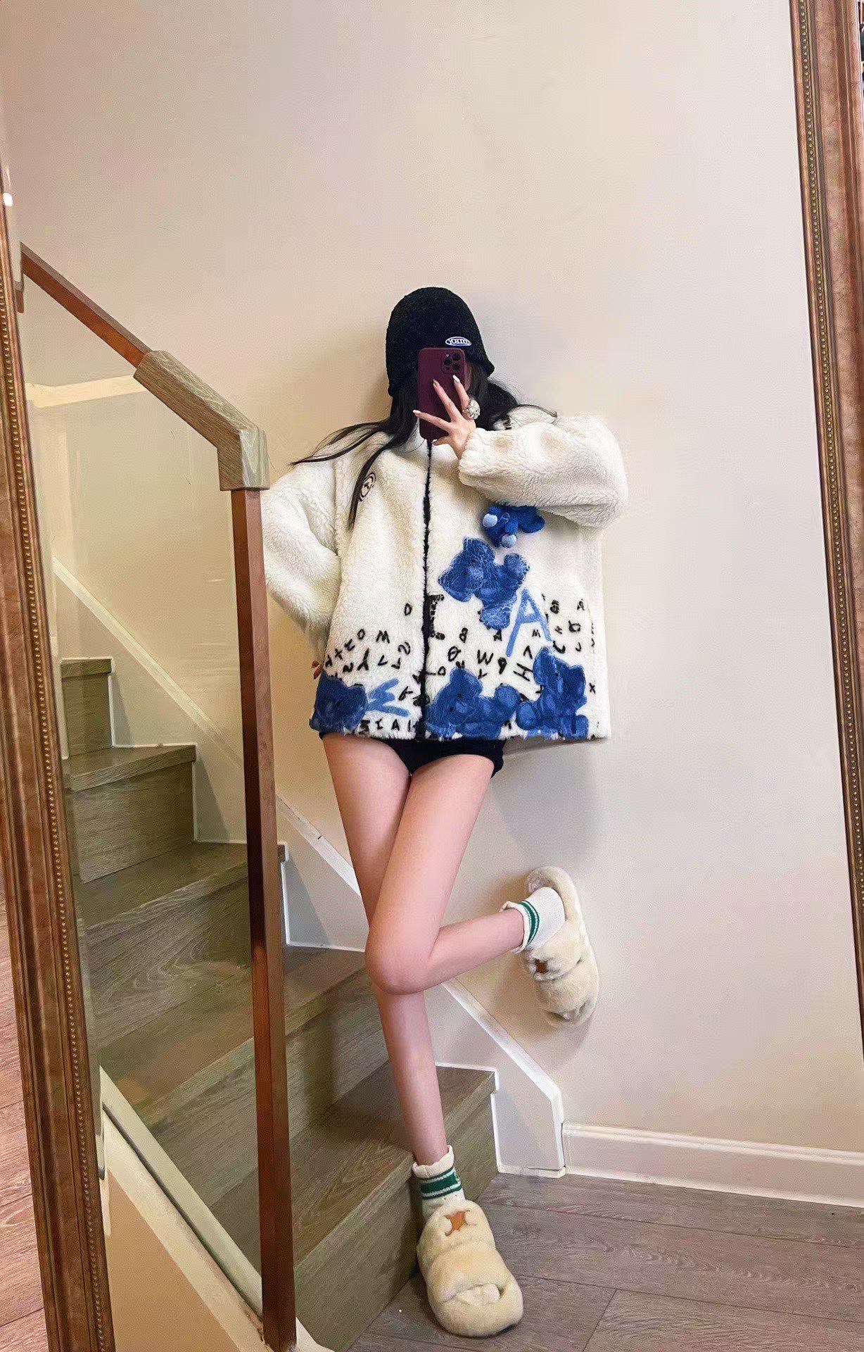 Aimme sparrow 25AW抓娃娃系列熊猫/兔子/大象羊羔毛外套