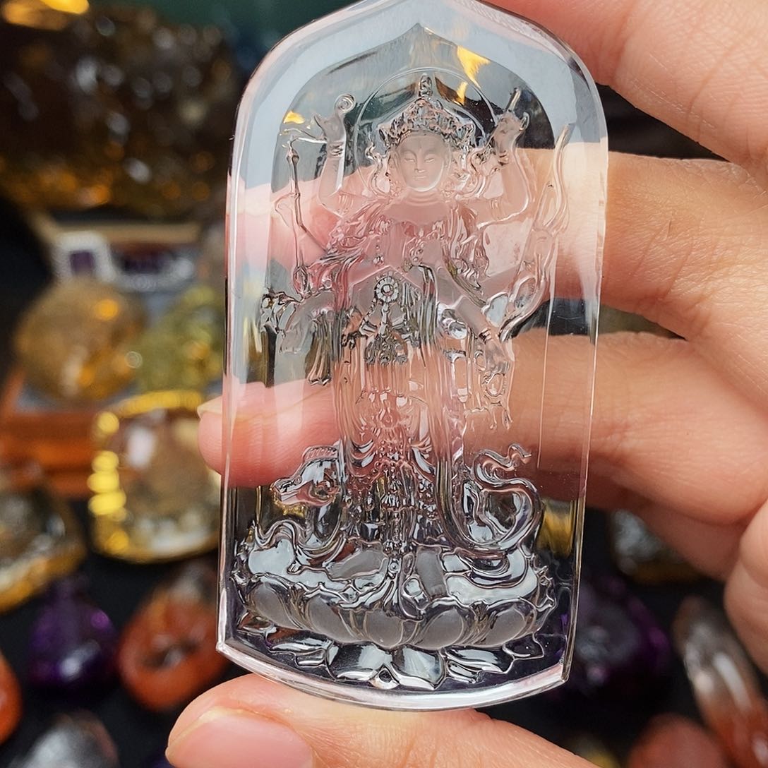水晶吊坠未镶嵌摩利支天菩萨