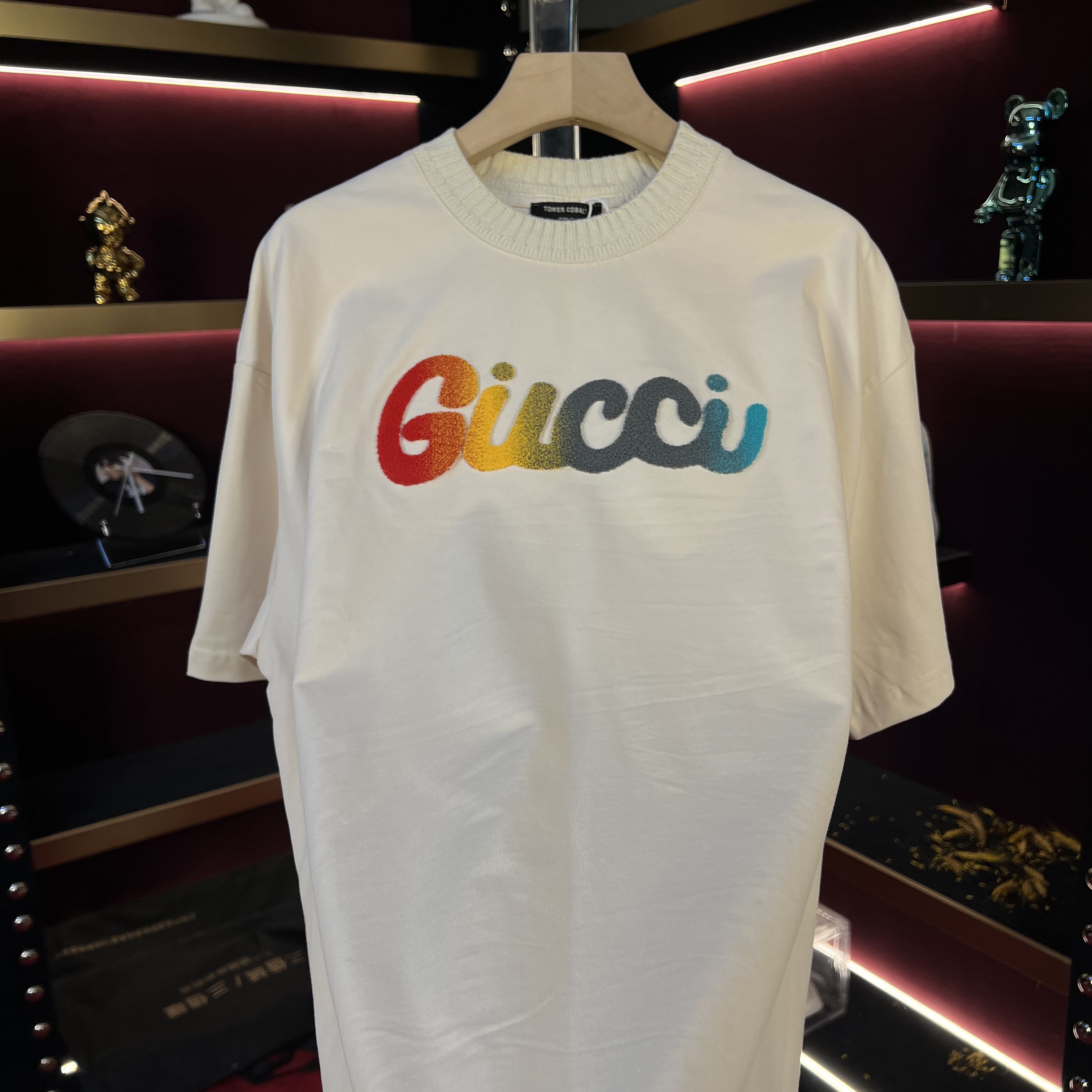 2025早春新款简约纯棉牙刷绣渐变字母时尚百搭潮流休闲T恤 山