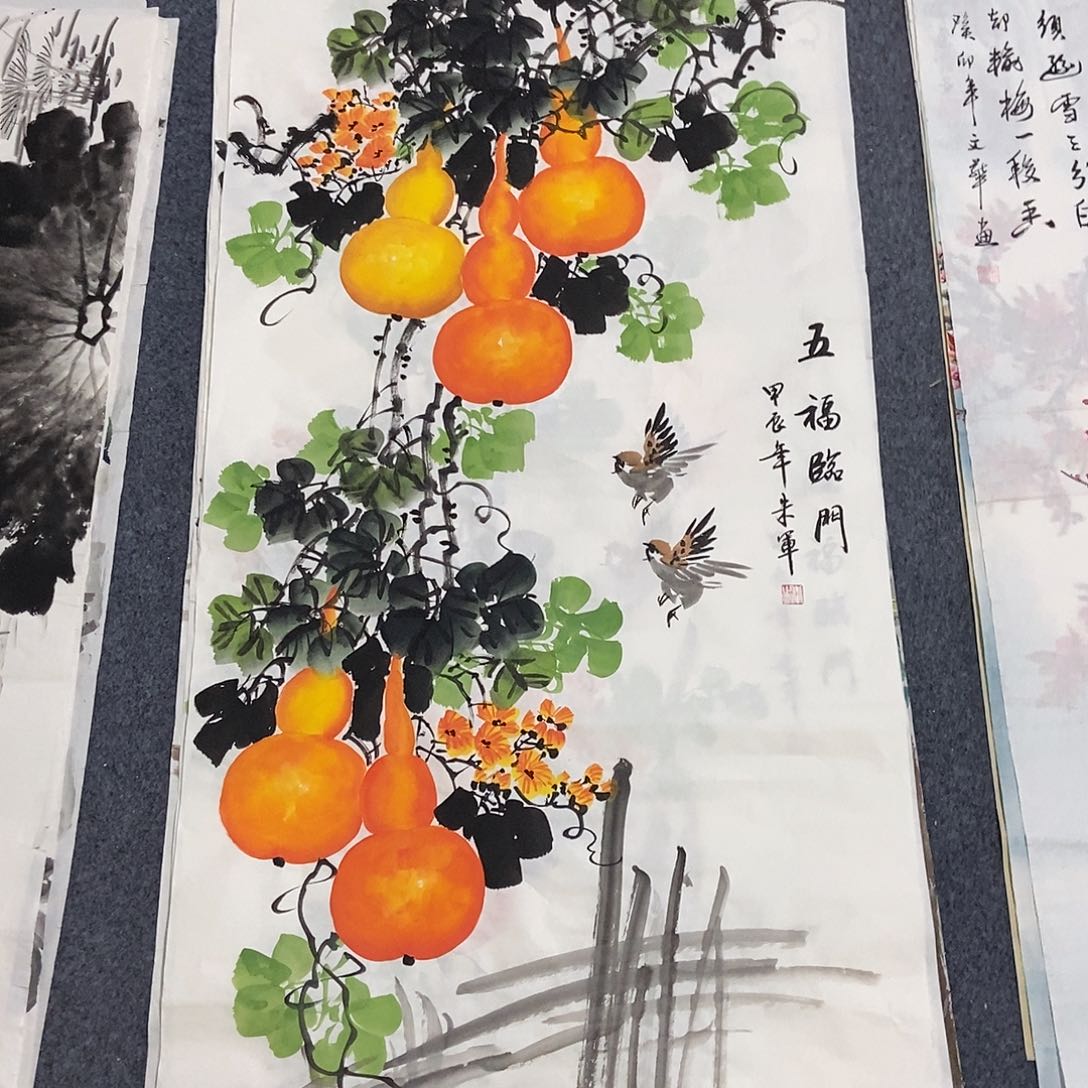 国画四尺葫芦一副