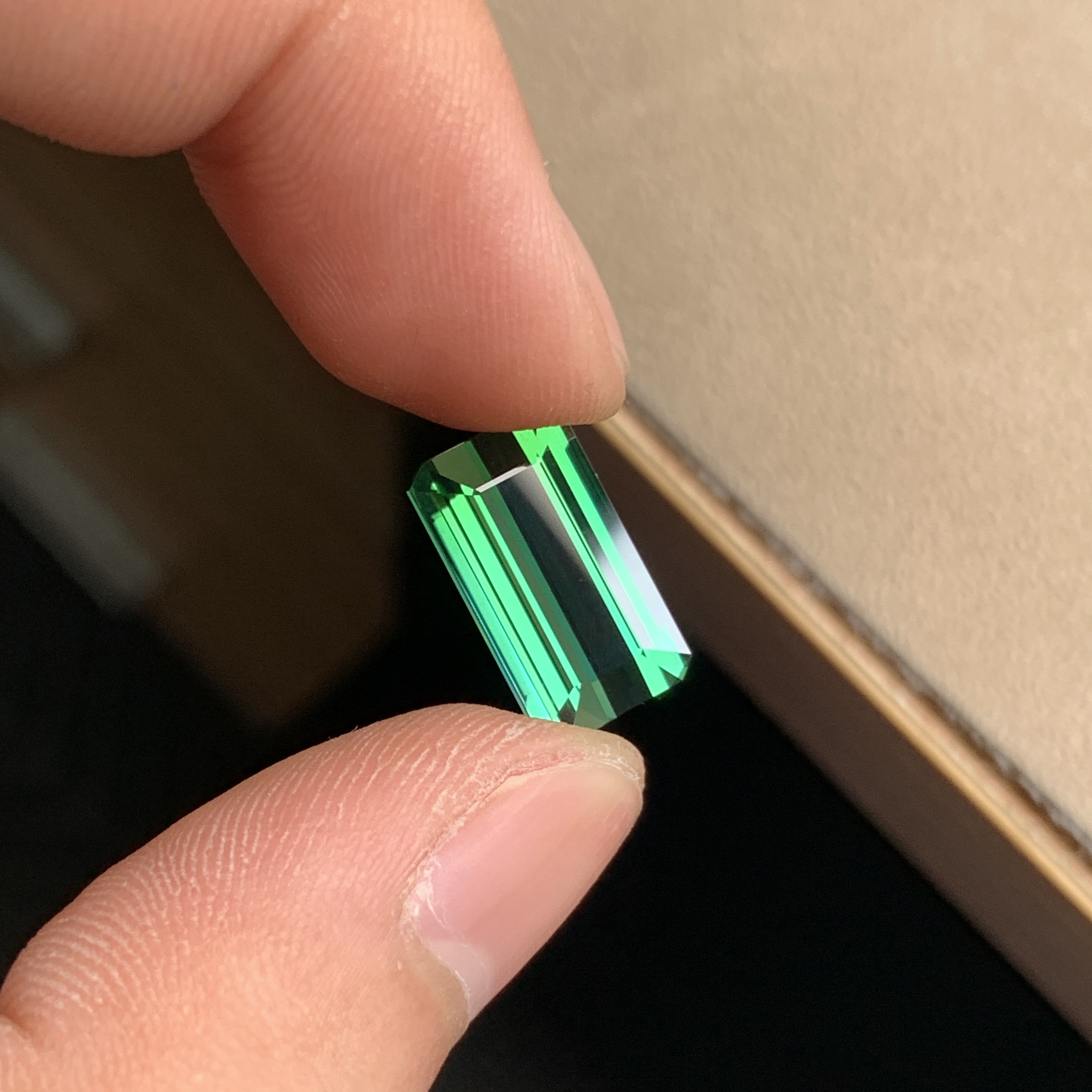 天然蓝绿双色碧玺7.925ct亮体不发暗全净体