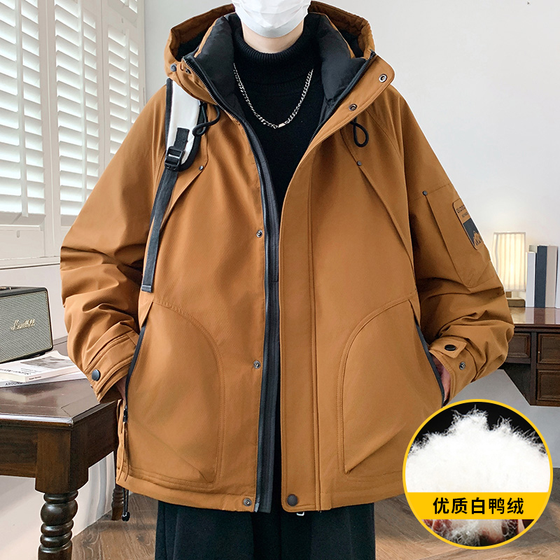 防寒羽绒服青少年加厚冬季2025新款潮牌学生美式工装冲锋衣外套男