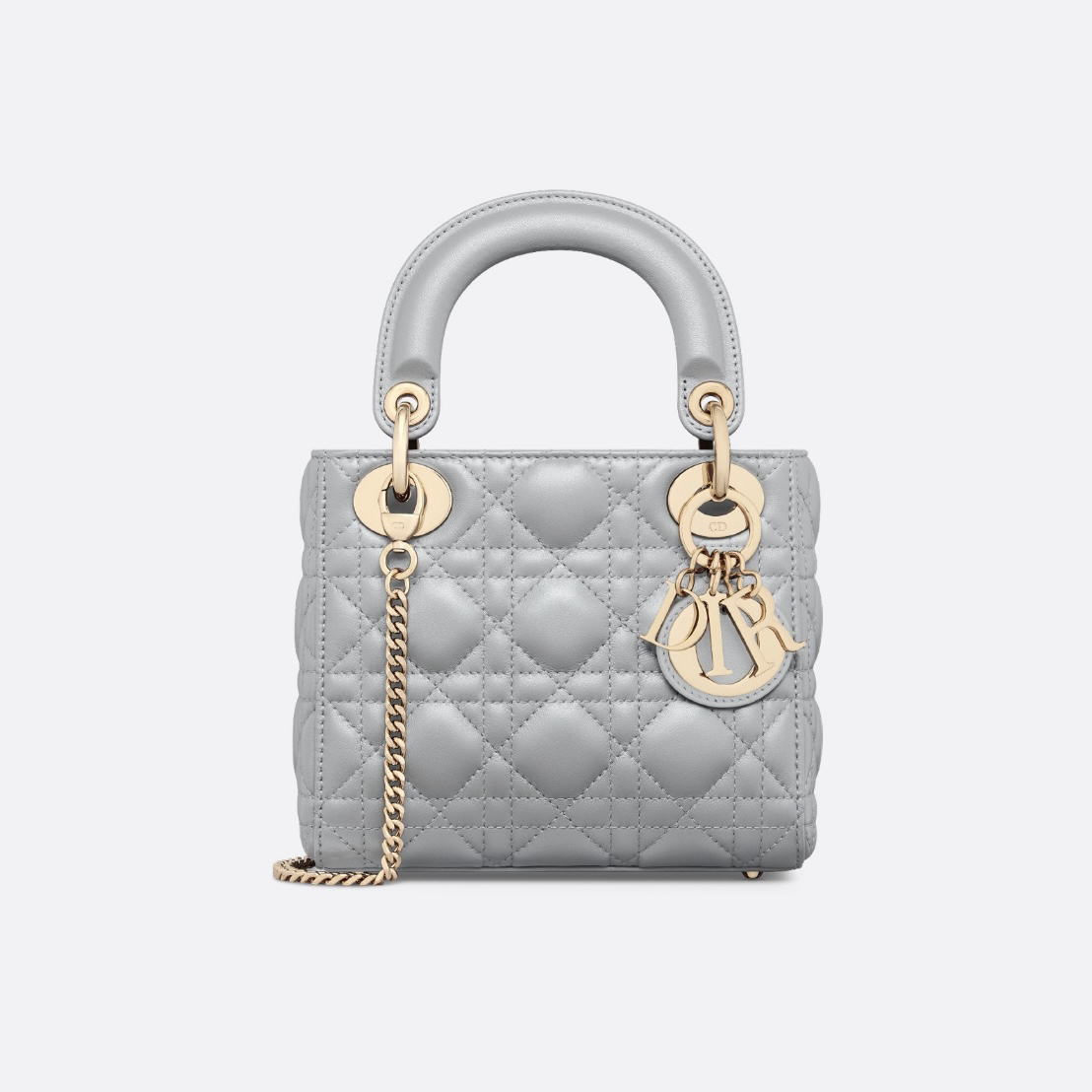 99新 DIOR/迪奥 迪奥珠光灰三格戴妃单肩斜挎包