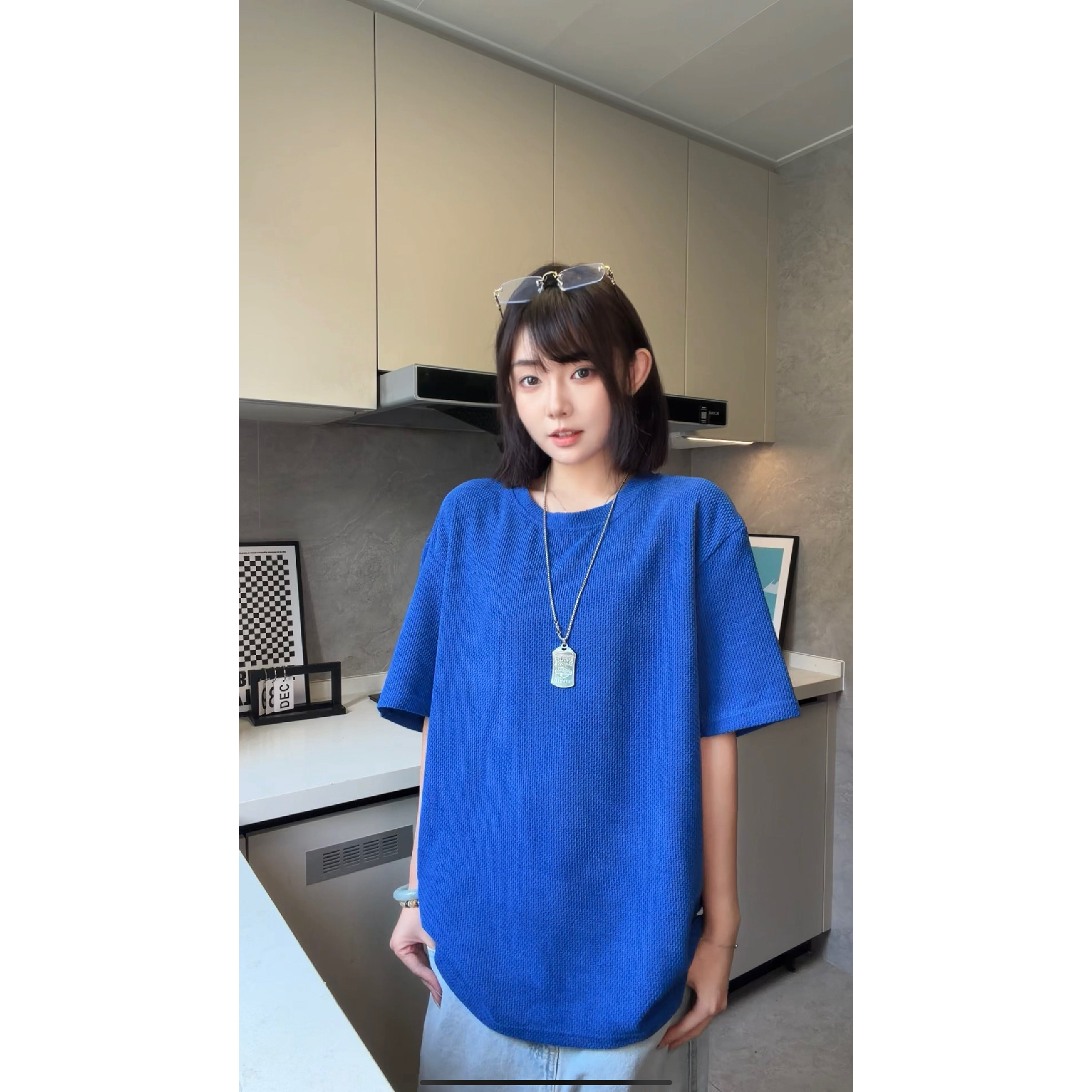 美式复古龙鳞纹短袖男女同款夏季情侣透气宽松高级感休闲圆领T