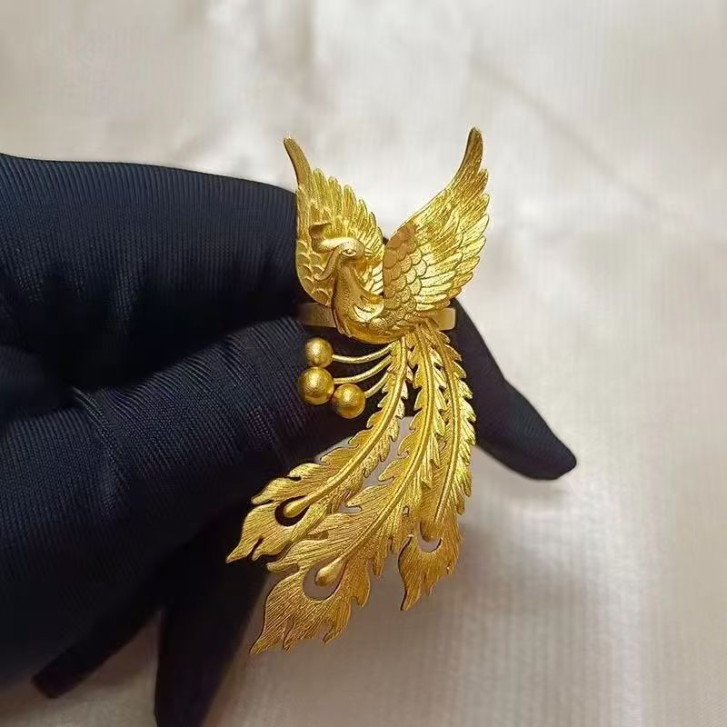 铜合金手链 凤舞九天订婚结婚金色百搭时尚凤戒指批发优雅精致