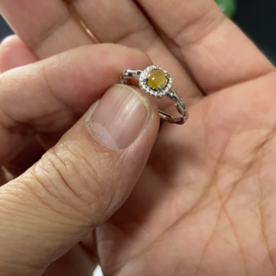 翡翠银S925镶嵌戒指好看