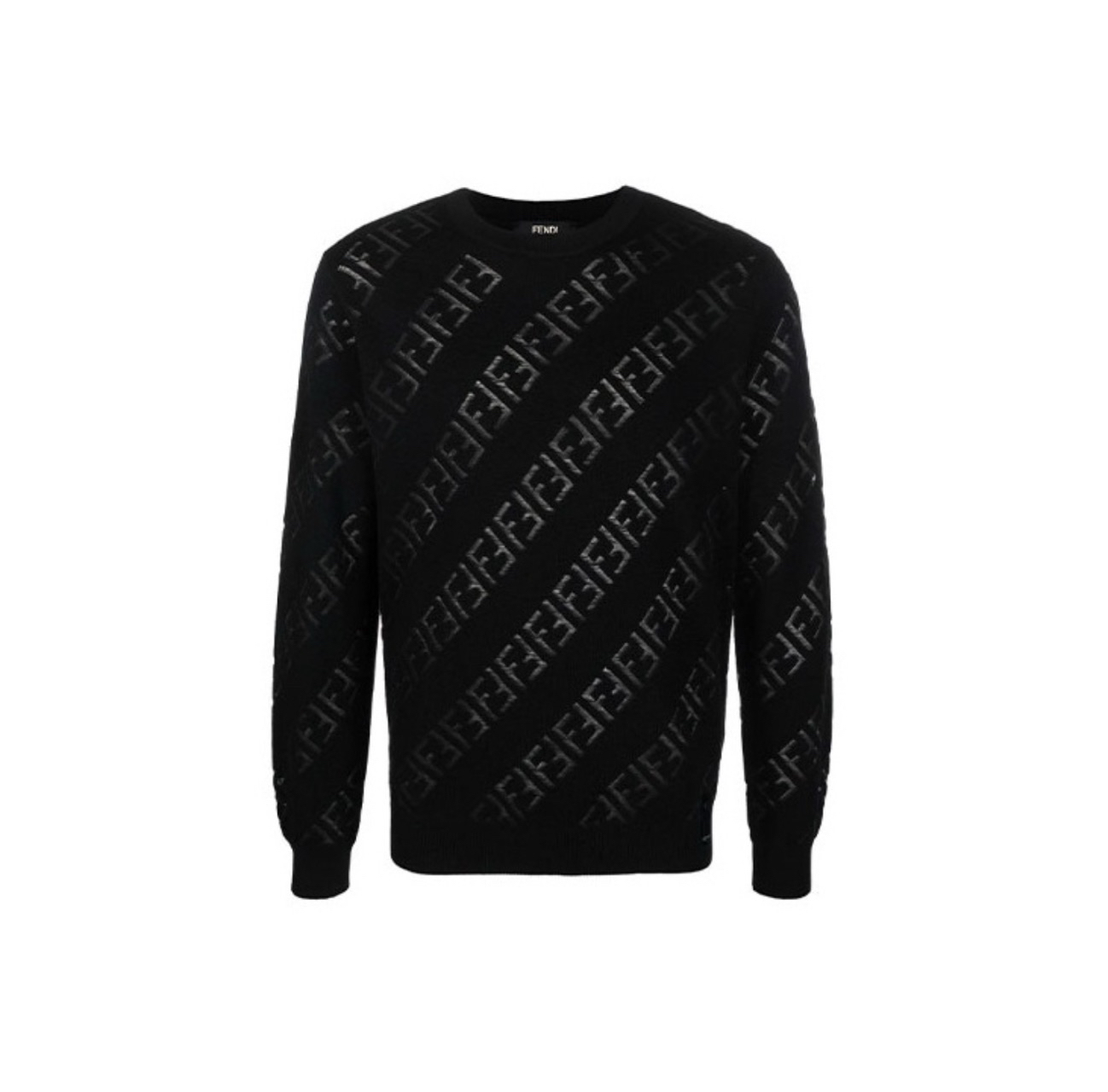 99新 FENDI/芬迪 满印 logo 黑色针织衫48码