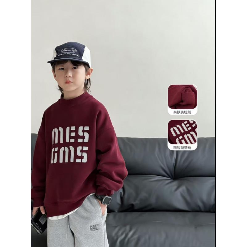 201314童装男童加厚绒卫衣2025冬新款儿童潮酷帅气时尚加绒卫衣潮