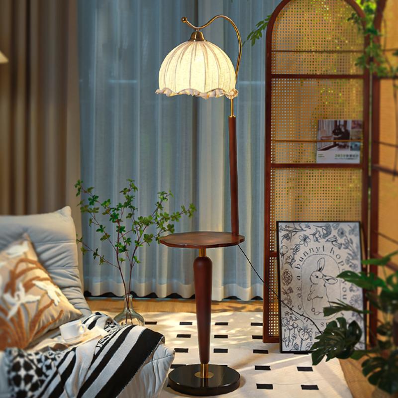 【乐享-法式中古落地灯】复古风沙发边几卧室床头灯铃兰花置物一体