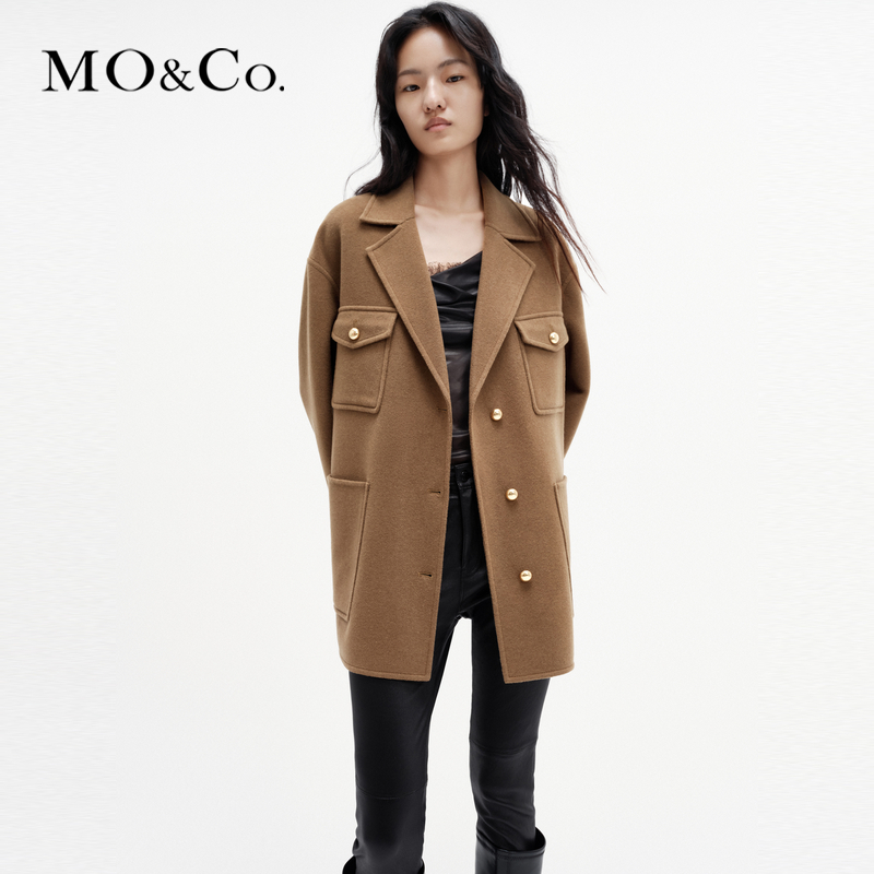 【陈大可专属】MOCO冬西装翻领绵羊毛宽松双面呢外套MBC4COTT25