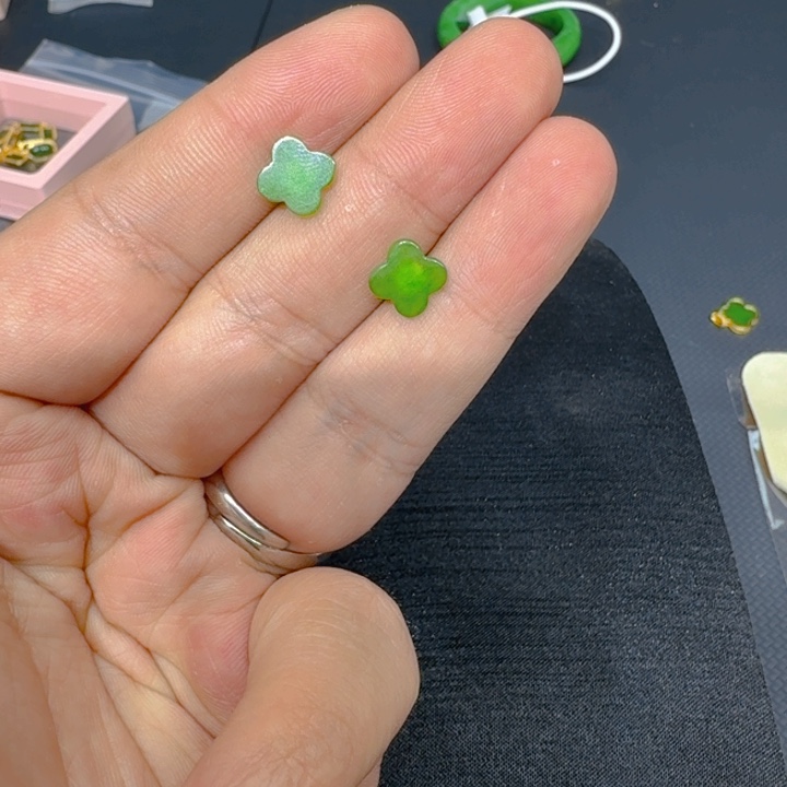 和田玉（碧玉）耳饰银S925镶嵌