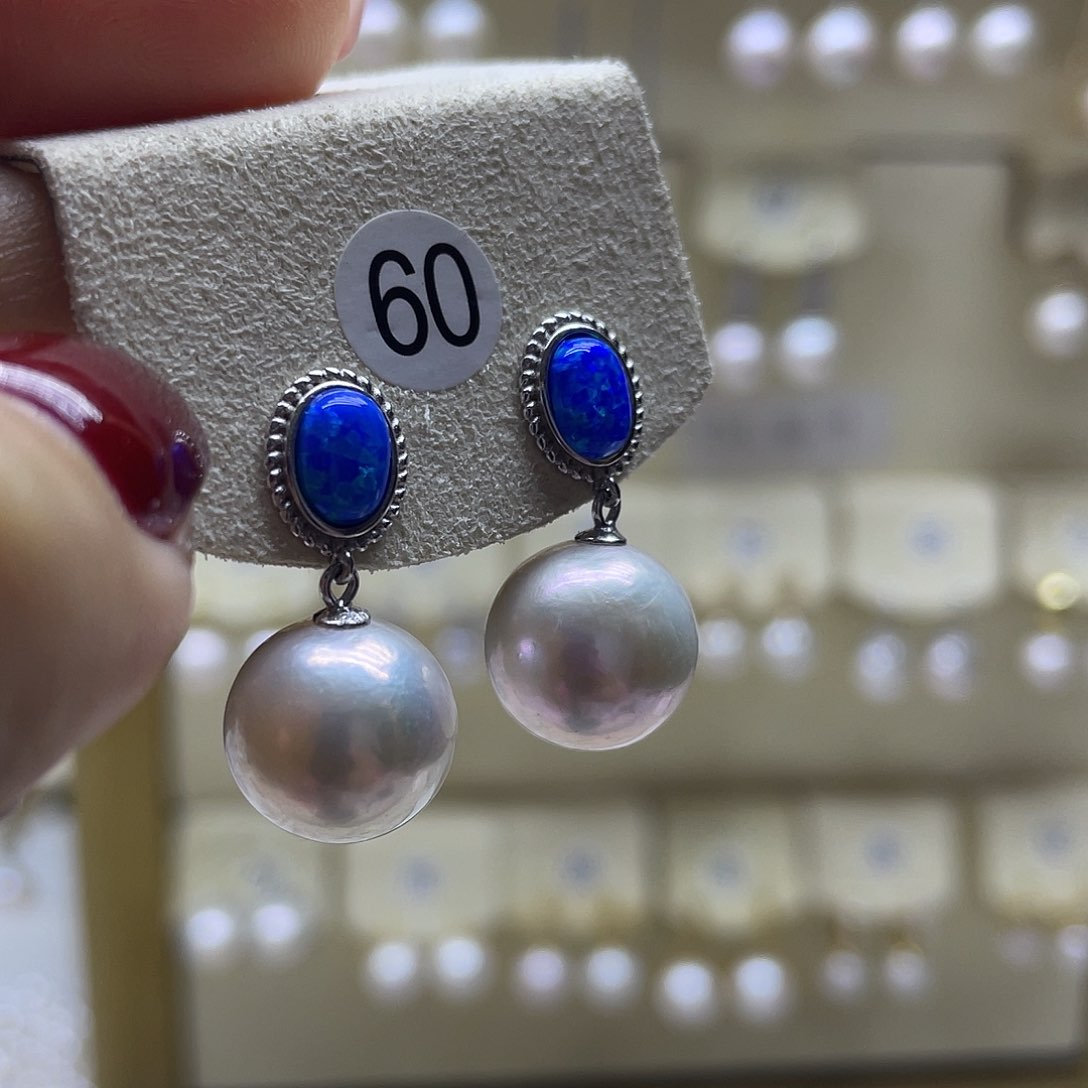 淡水珍珠耳饰银S925镶嵌