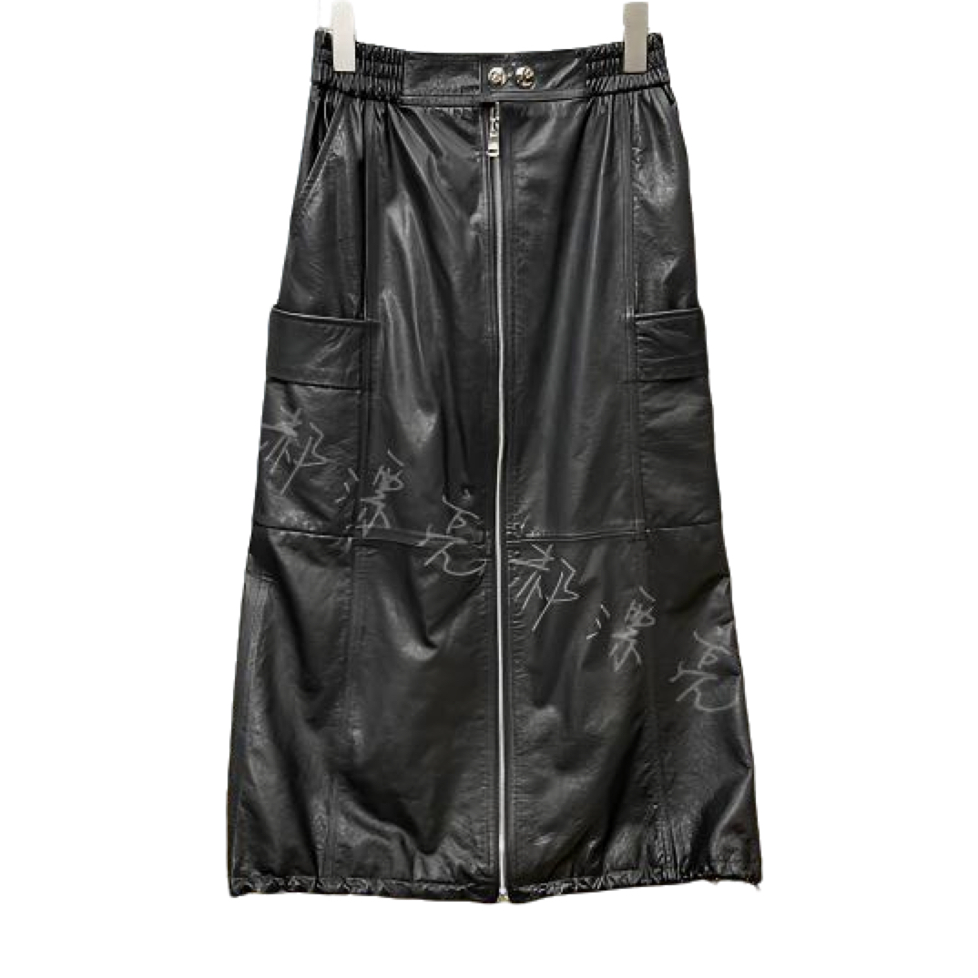 时尚高腰新款显瘦半身裙中长工装头层牛皮裙复古拉链真皮直筒裙子