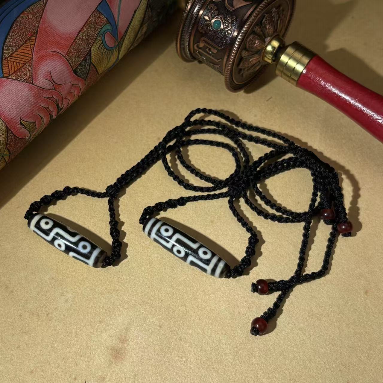 扶摇臻选|聚缘博古折线九Y玛瑙黑绳吊坠多样性发一个78