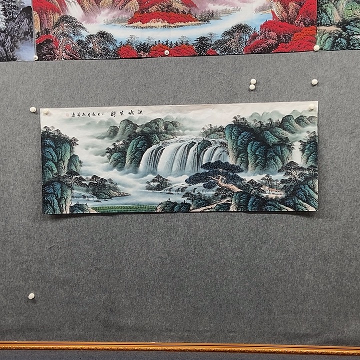 国画小六尺青绿山水一幅