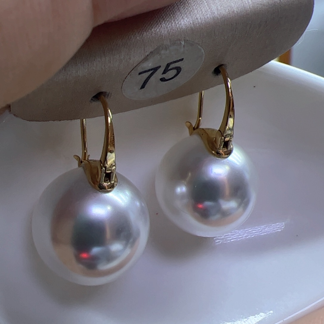 淡水珍珠耳饰18K金镶嵌