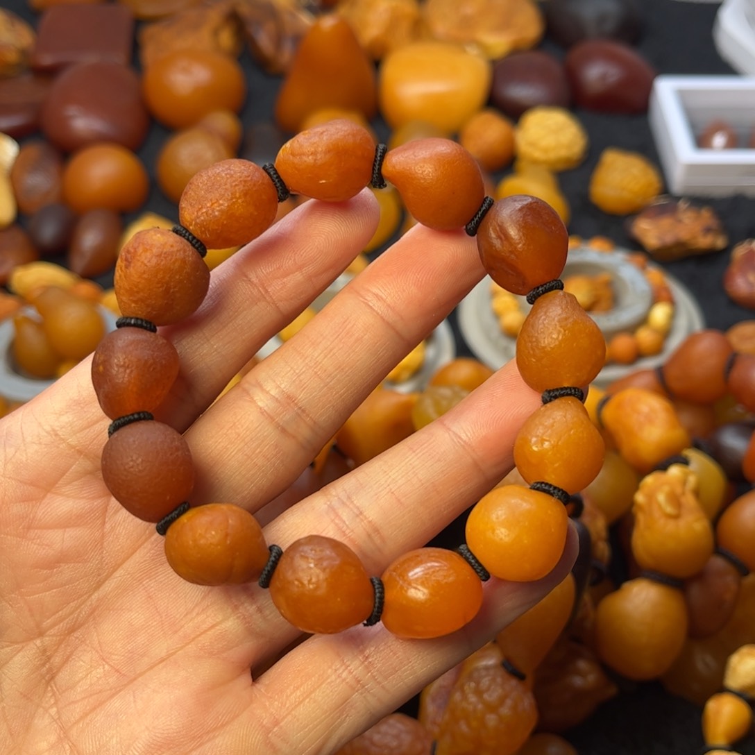 琥珀裸石未镶嵌天然蜜蜡手串