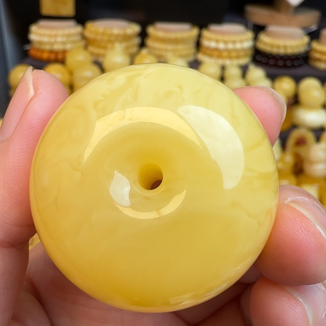 琥珀未镶嵌吊坠(赠链)天然妖花蜜蜡平安扣吊坠