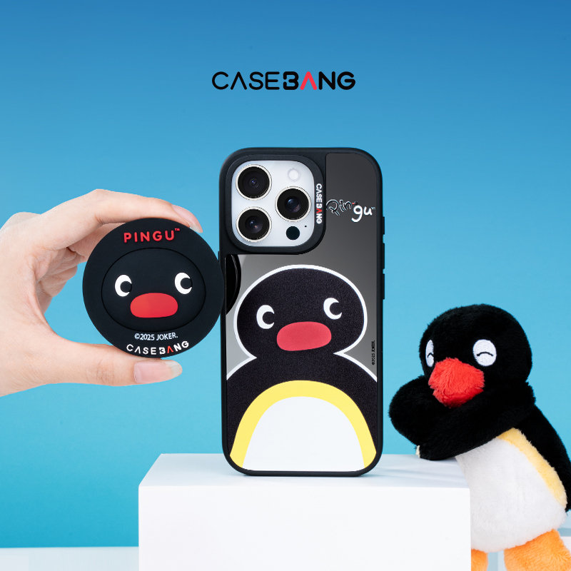 CASEBANGxPingu联名适用MagSafe手机磁吸支架折叠网红硅胶立体感