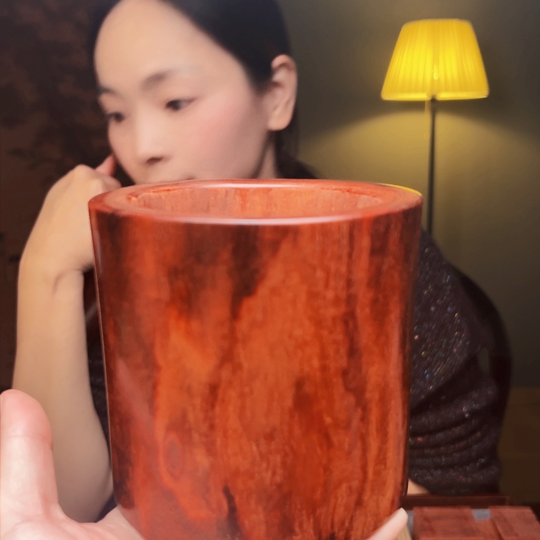 紫檀木类成套家具檀香紫檀笔筒11.5/10.5/10.5