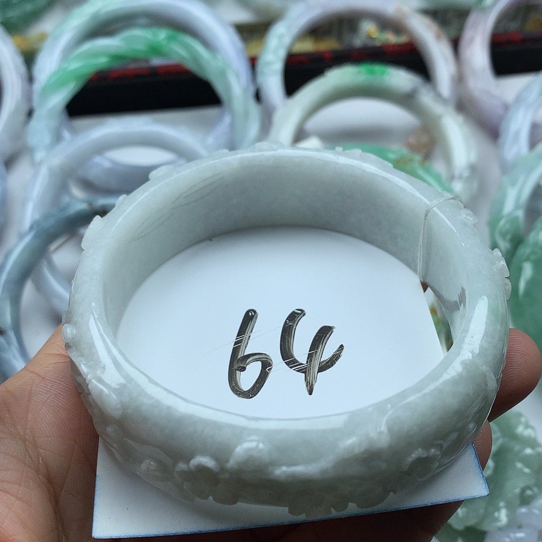 翡翠未镶嵌手镯复古风格64