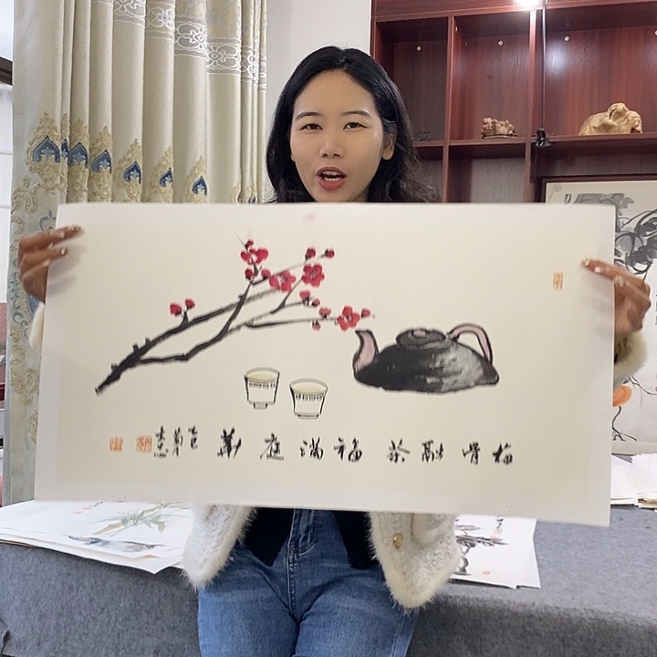 国画纯手绘国画写意作品34*68