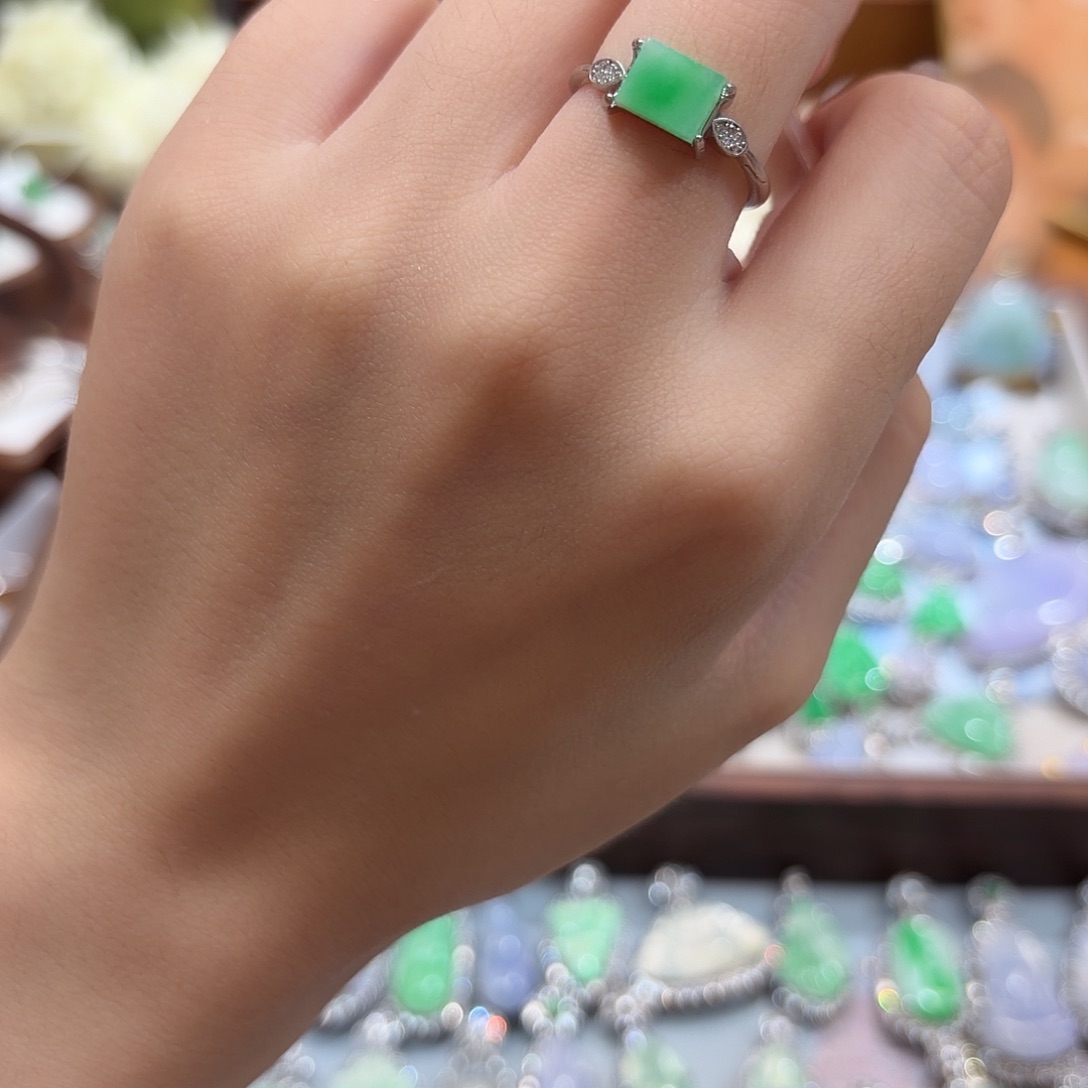 翡翠银S925镶嵌戒指