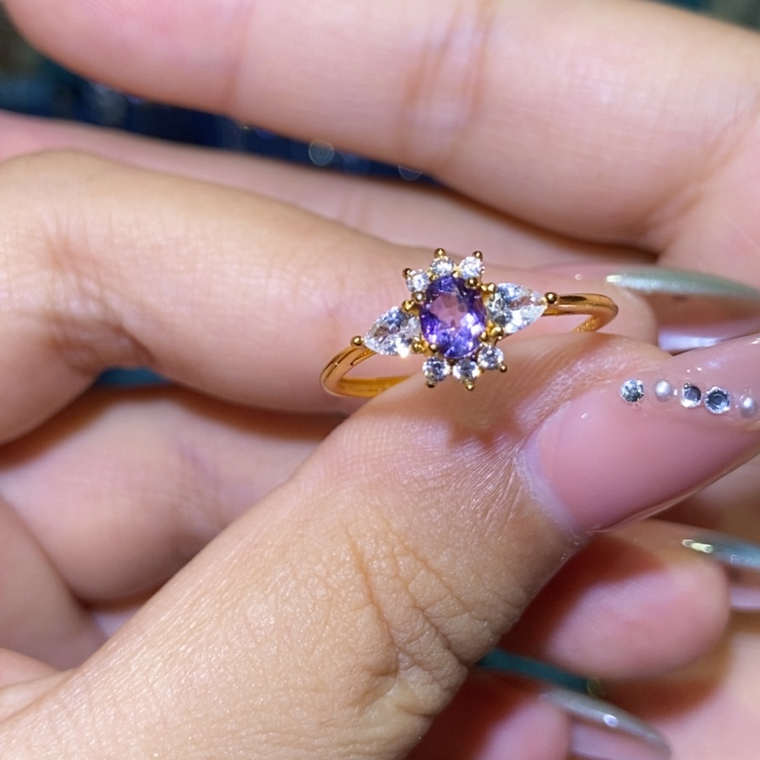 银S925镶嵌戒指紫晶