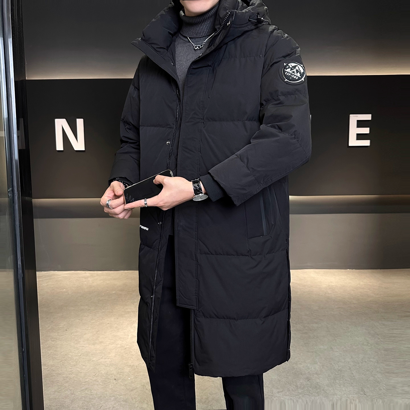 高端中长款男士羽绒服男款秋冬季2025新款加厚保暖潮牌连帽外套男