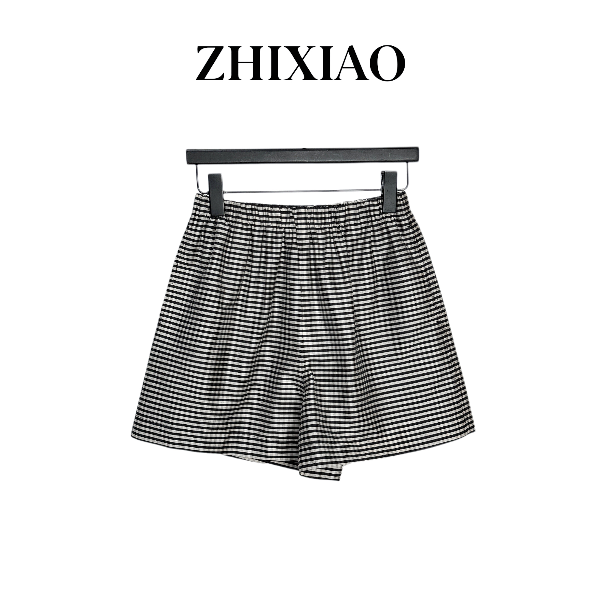 【ZHIXIAO】秋冬新款：松紧腰格子短裤25609