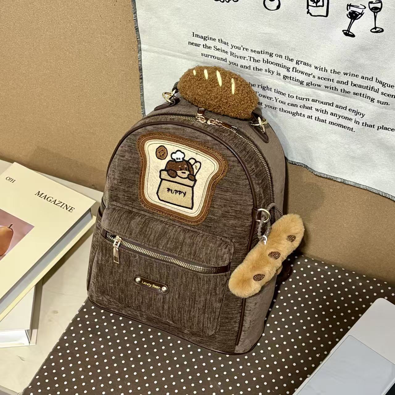 【烘焙小狗】卷卷小众双肩包e444