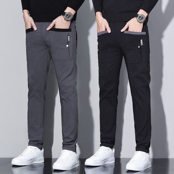 2024秋冬加厚男士休闲裤新款保暖弹力直筒修身商务高档百搭男装男
