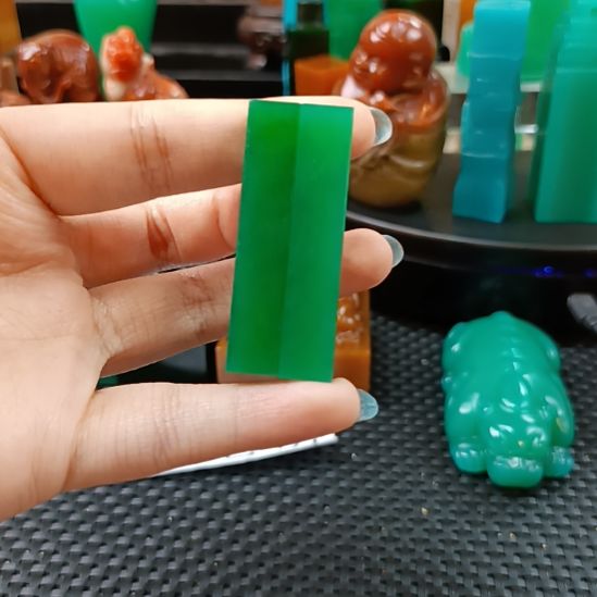 萤***叶寿山石印石牙签章绿