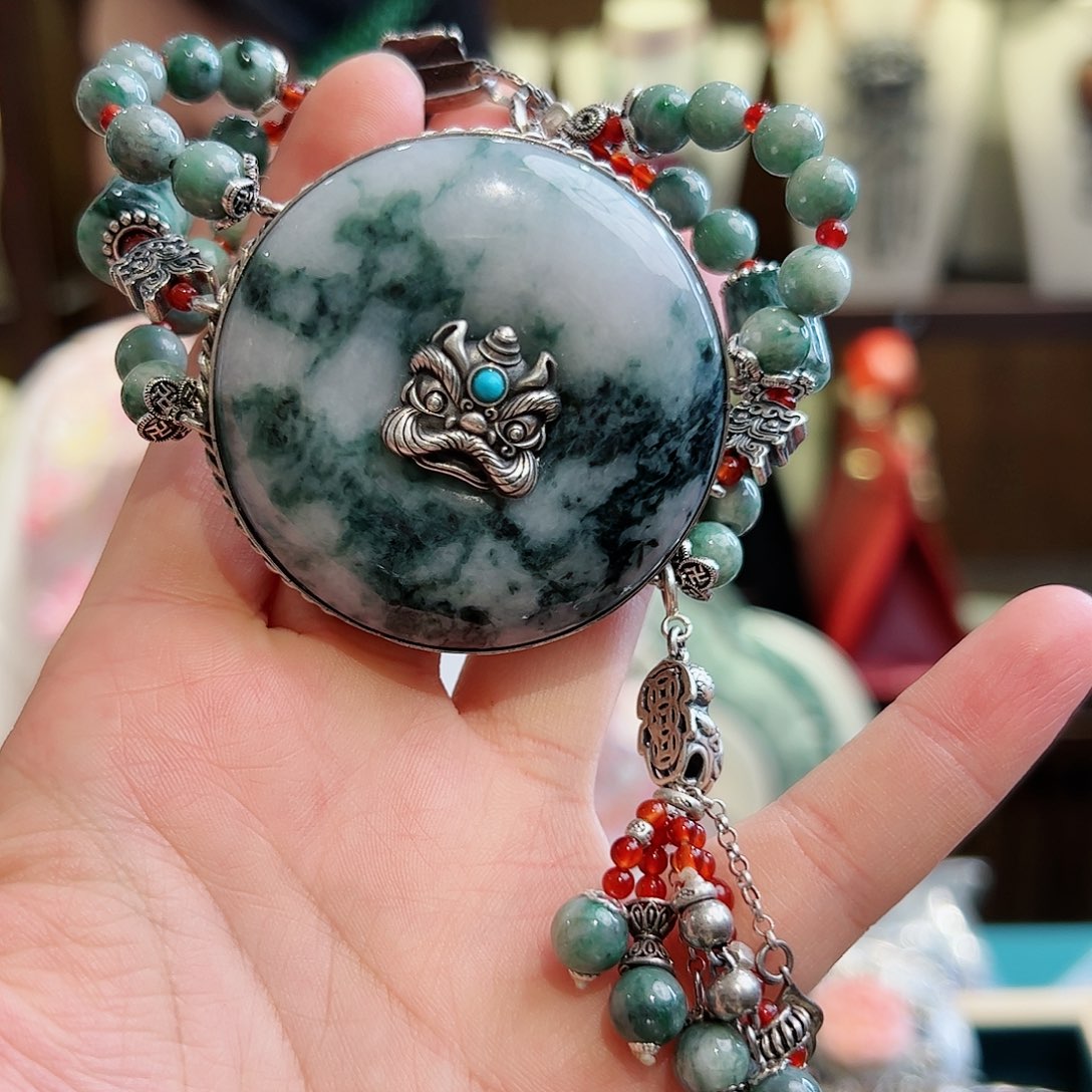 翡翠手链银S925镶嵌手链