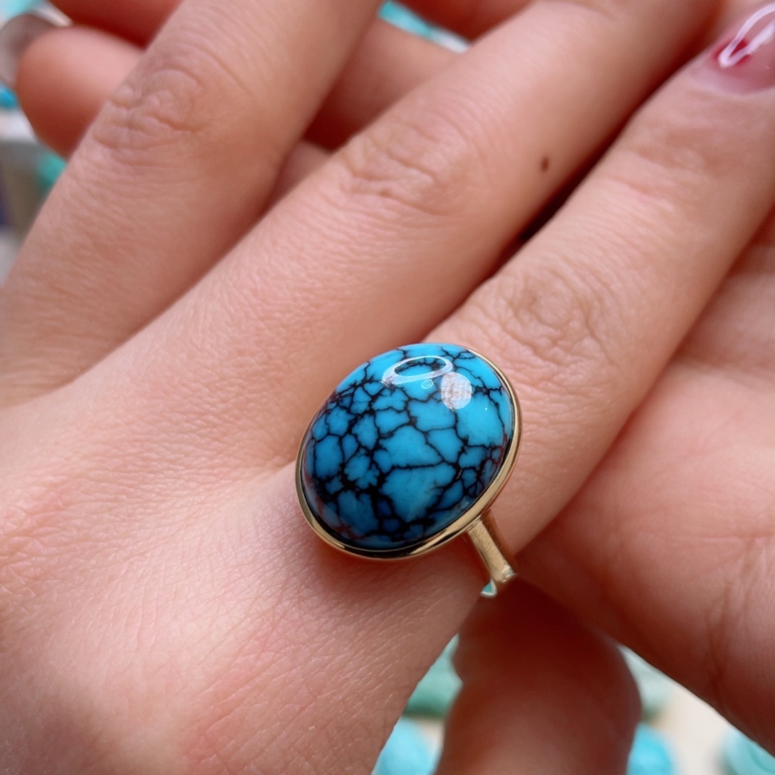 绿松石珠宝奇石18K金镶嵌